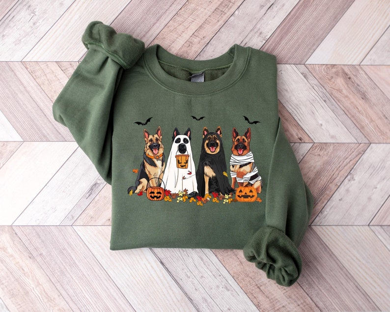 Halloween Dog Sweatshirt German Shepherd Ghost Dogs Sweatshirt Halloween Sweatshirt Halloween Sweater Ghost Sweatshirt Ghost Dog Shirt 1757471441275.jpg
