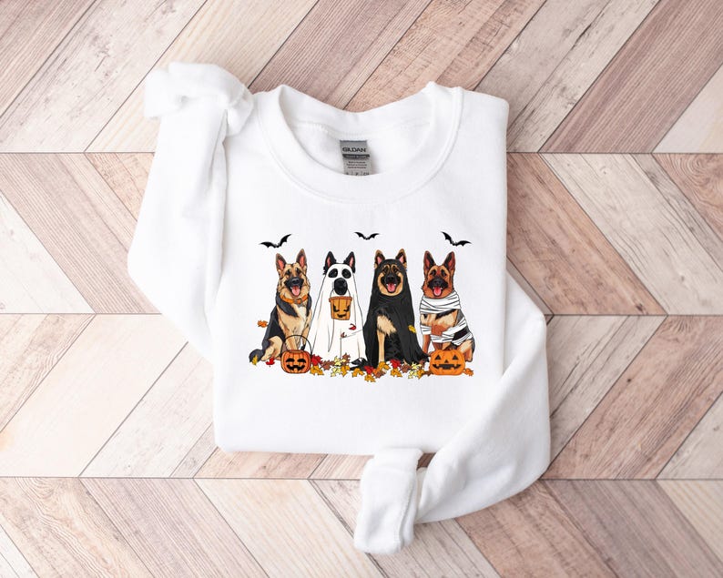 Halloween Dog Sweatshirt German Shepherd Ghost Dogs Sweatshirt Halloween Sweatshirt Halloween Sweater Ghost Sweatshirt Ghost Dog Shirt 1757471441317.jpg