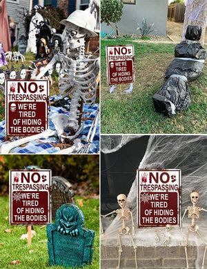 Halloween Decoration Halloween Signs Funny Metal Tin Sign No Trespassing Were Tired Of Hiding The Bodies Perfect For Indooroutdoor 1757471758689.jpg