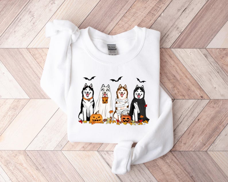 Halloween Dog Sweatshirt Husky Ghost Dogs Sweatshirt Halloween Sweatshirt Halloween Sweater Ghost Sweatshirtghost Dog Shirthusky Shirt 1757471764552.jpg