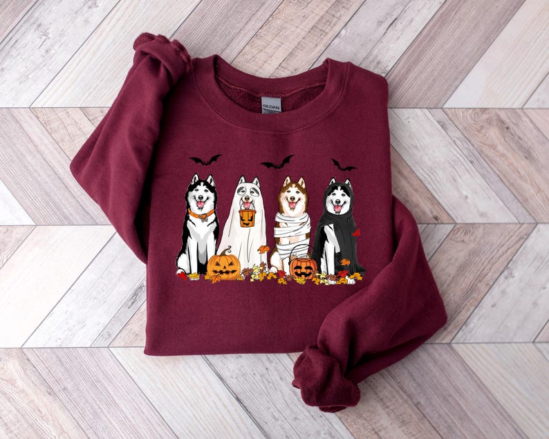 Halloween Dog Sweatshirt Husky Ghost Dogs Sweatshirt Halloween Sweatshirt Halloween Sweater Ghost Sweatshirtghost Dog Shirthusky Shirt 1757471764554.jpg