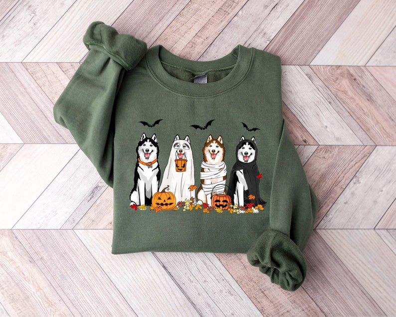 Halloween Dog Sweatshirt Husky Ghost Dogs Sweatshirt Halloween Sweatshirt Halloween Sweater Ghost Sweatshirtghost Dog Shirthusky Shirt 1757471764568.jpg