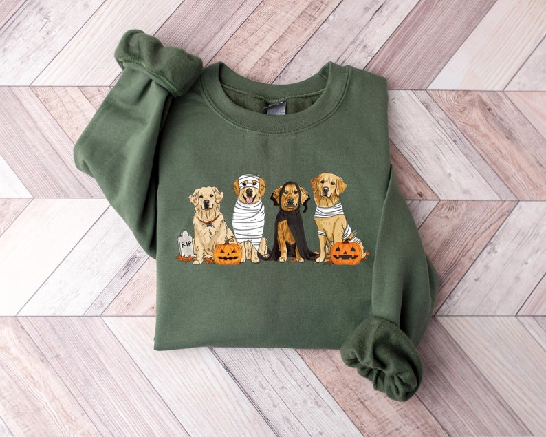 Halloween Dog Sweatshirt Golden Retriever Ghost Dogs Sweatshirt Halloween Sweatshirt Halloween Sweater Ghost Sweatshirt Ghost Dog Shirt 1757471905152.jpg