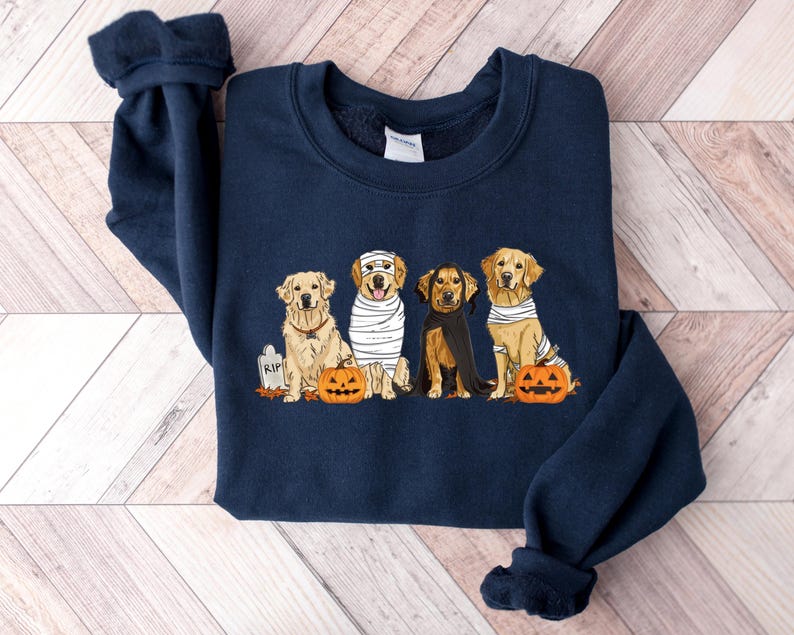 Halloween Dog Sweatshirt Golden Retriever Ghost Dogs Sweatshirt Halloween Sweatshirt Halloween Sweater Ghost Sweatshirt Ghost Dog Shirt 1757471905159.jpg