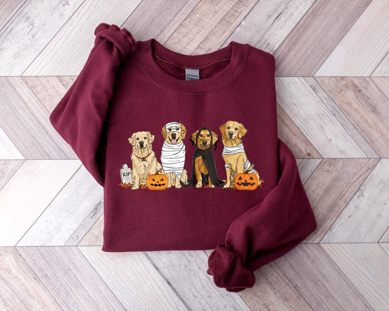 Halloween Dog Sweatshirt Golden Retriever Ghost Dogs Sweatshirt Halloween Sweatshirt Halloween Sweater Ghost Sweatshirt Ghost Dog Shirt 1757471905168.jpg