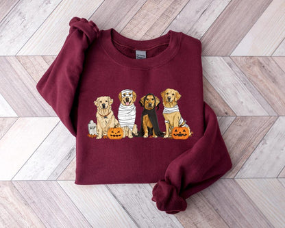 Halloween Dog Sweatshirt Golden Retriever Ghost Dogs Sweatshirt Halloween Sweatshirt Halloween Sweater Ghost Sweatshirt Ghost Dog Shirt 1757471905168.jpg