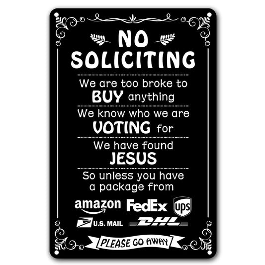 Humorous No Soliciting Sign For Front Door   Funny Were Voting For Jesus Metal Sign For House   Perfect Decorative Sign To Discourage Unwanted Visitors 1757472706212.jpg
