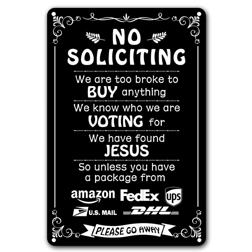 Humorous No Soliciting Sign For Front Door   Funny Were Voting For Jesus Metal Sign For House   Perfect Decorative Sign To Discourage Unwanted Visitors 1757472706212.jpg