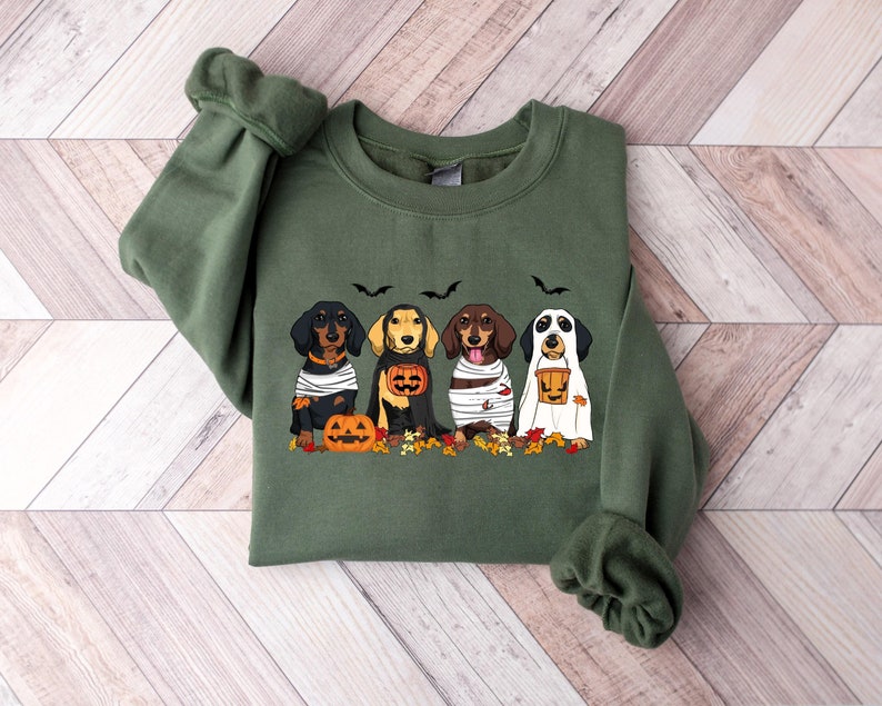 Halloween Dog Sweatshirt Dachshund Ghost Dogs Sweatshirt Halloween Sweatshirt Halloween Sweater Ghost Dog Shirt Halloween Dachshund 1757472926585.jpg