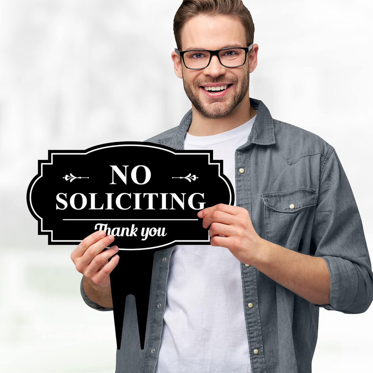 No Soliciting Sign For House No Soliciting Metal Stake Outdoor Metal Art  Housewarming Gift Heavy Duty Integrated Ground Stakes 1757473452712.jpg