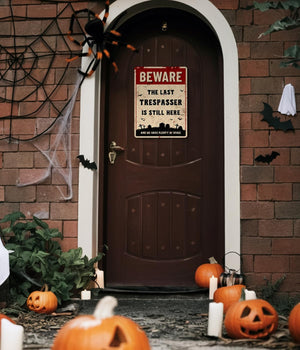 Funny Halloween Decor Sign   Halloween Graveyard Decorations Funny No Trespassing Sign Beware The Last Trespasser Is Still Here Outdoor Fence Halloween Decor Cemetery Halloween Decorations 1757475277206.jpg