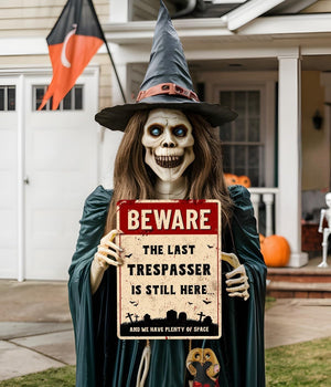 Funny Halloween Decor Sign   Halloween Graveyard Decorations Funny No Trespassing Sign Beware The Last Trespasser Is Still Here Outdoor Fence Halloween Decor Cemetery Halloween Decorations 1757475277217.jpg