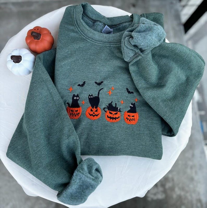 Embroidered Black Cat Sweatshirt Pumpkin Jack O Lantern Cat Ghost Shirt Gift For Cat Lovers Fall Sweatshirt For Women And Men Crewneck 1757576251059.jpg