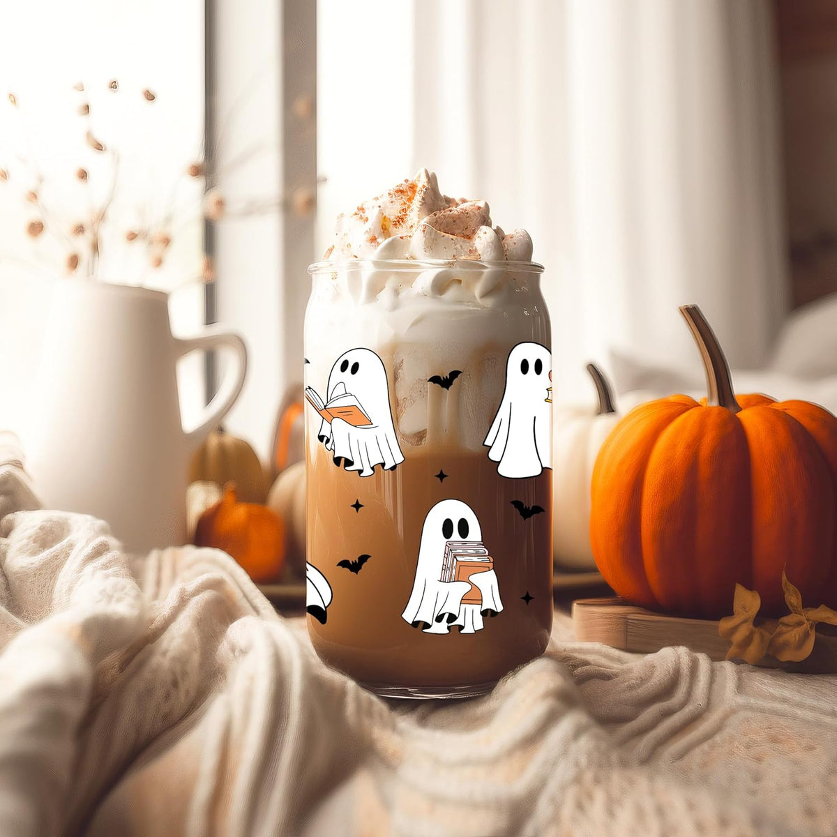 Fairys Gift Ghost Reader Halloween Cup Cute Spooky Gifts For Book Lovers 16 Oz Iced Coffee Tumbler Cup Wlid Straw Book Themed Bookworm Bookish Reading Halloween Gifts For Women Librarian Reader 1757580732329.jpg
