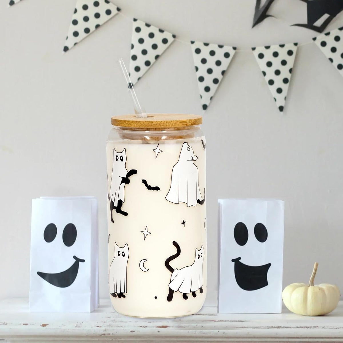 Alloween Glass Cup 18oz Cute Ghost Cat Iced Coffee Can Glass Tumbler With Lid And Straw Halloween Spooky Gifts For Her Him 1757580917617.jpg