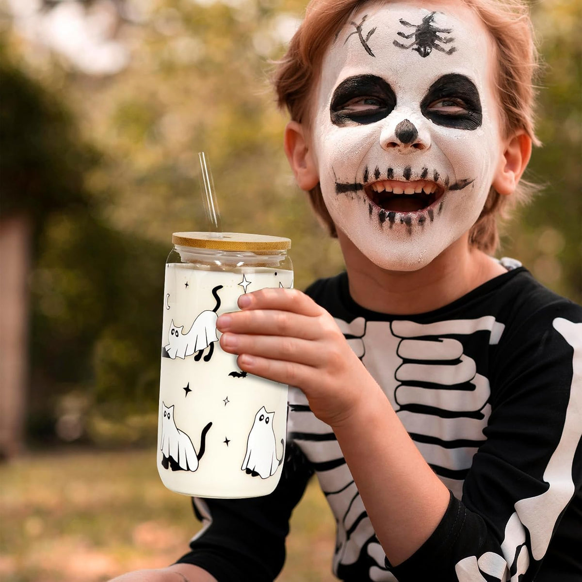 Alloween Glass Cup 18oz Cute Ghost Cat Iced Coffee Can Glass Tumbler With Lid And Straw Halloween Spooky Gifts For Her Him 1757580917627.jpg