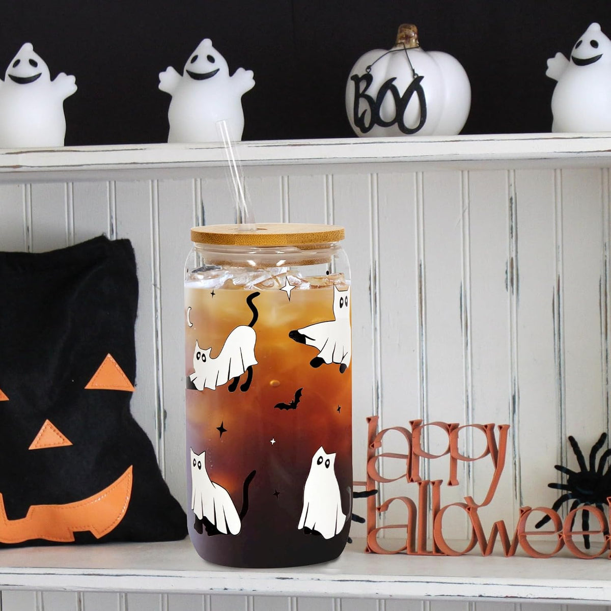 Alloween Glass Cup 18oz Cute Ghost Cat Iced Coffee Can Glass Tumbler With Lid And Straw Halloween Spooky Gifts For Her Him 1757580917641.jpg