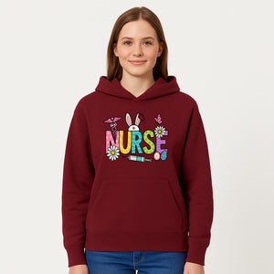 Easter Nurse T-Shirt Design with Cute Bunny Ears, Flowers, and Syringe - Perfect Gift for Healthcare Workers - Hoodie 1757671937668.jpg