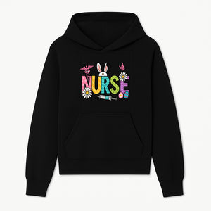 Easter Nurse T-Shirt Design with Cute Bunny Ears, Flowers, and Syringe - Perfect Gift for Healthcare Workers - Hoodie 1757671938939.jpg