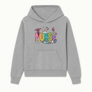 Easter Nurse T-Shirt Design with Cute Bunny Ears, Flowers, and Syringe - Perfect Gift for Healthcare Workers - Hoodie 1757671939389.jpg
