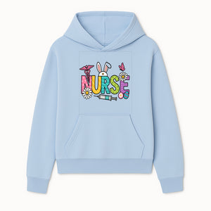Easter Nurse T-Shirt Design with Cute Bunny Ears, Flowers, and Syringe - Perfect Gift for Healthcare Workers - Hoodie 1757671939577.jpg