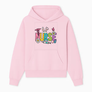 Easter Nurse T-Shirt Design with Cute Bunny Ears, Flowers, and Syringe - Perfect Gift for Healthcare Workers - Hoodie 1757671939680.jpg