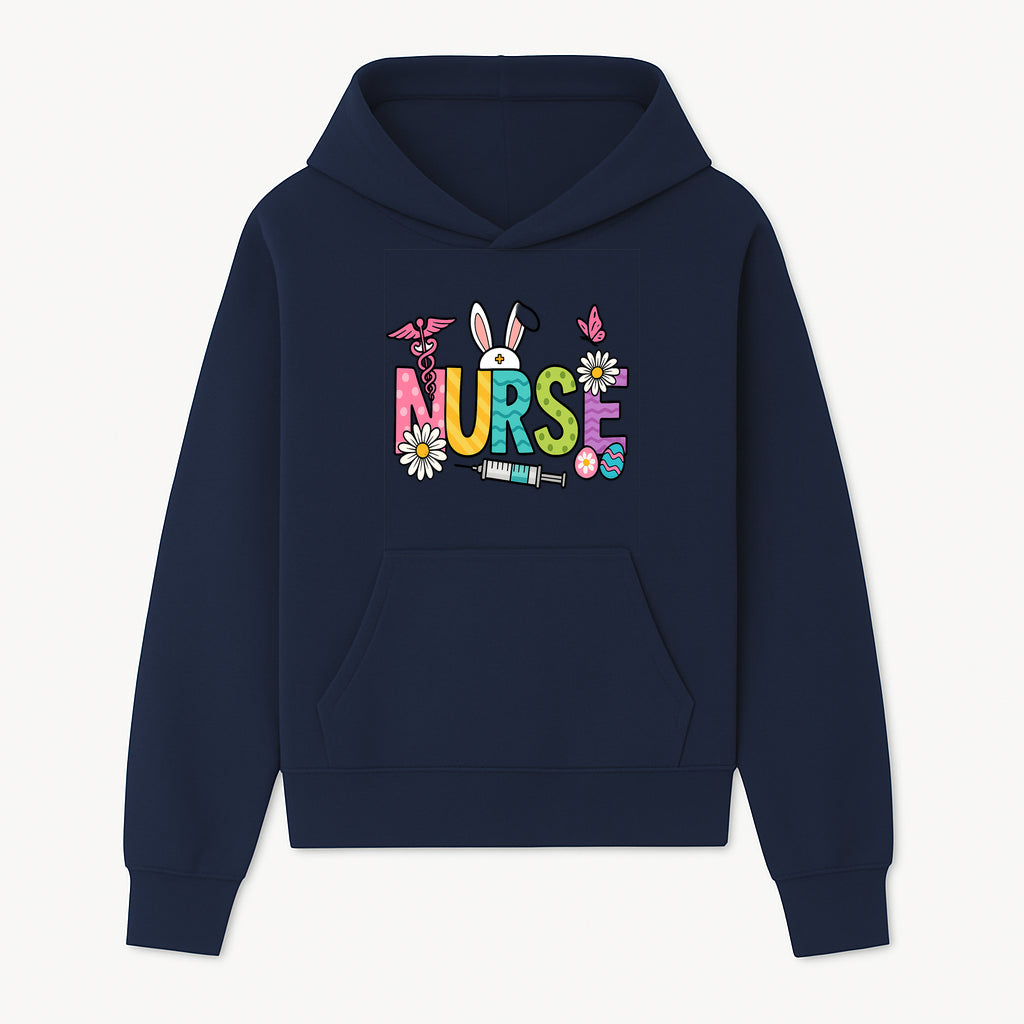 Easter Nurse T-Shirt Design with Cute Bunny Ears, Flowers, and Syringe - Perfect Gift for Healthcare Workers - Hoodie 1757671939982.jpg