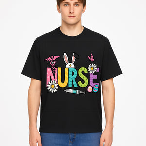 Easter Nurse T-Shirt Design with Cute Bunny Ears, Flowers, and Syringe - Perfect Gift for Healthcare Workers - T-shirt 1757671940593.jpg