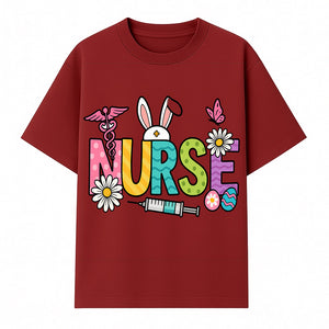 Easter Nurse T-Shirt Design with Cute Bunny Ears, Flowers, and Syringe - Perfect Gift for Healthcare Workers - T-shirt 1757671942856.jpg
