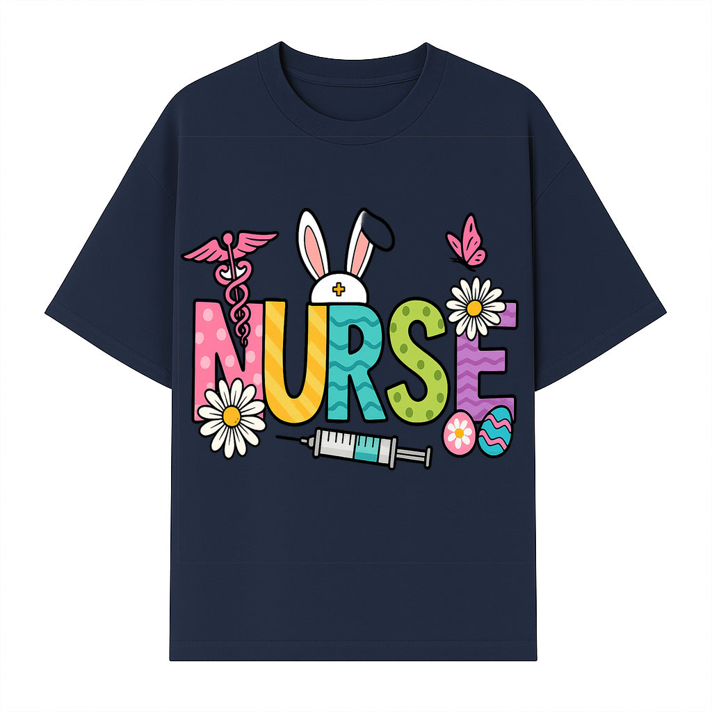 Easter Nurse T-Shirt Design with Cute Bunny Ears, Flowers, and Syringe - Perfect Gift for Healthcare Workers - T-shirt 1757671943010.jpg