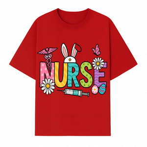 Easter Nurse T-Shirt Design with Cute Bunny Ears, Flowers, and Syringe - Perfect Gift for Healthcare Workers - T-shirt 1757671943157.jpg