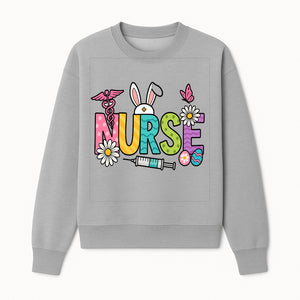 Easter Nurse T-Shirt Design with Cute Bunny Ears, Flowers, and Syringe - Perfect Gift for Healthcare Workers - Sweatshirt 1757671944867.jpg