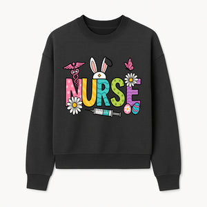 Easter Nurse T-Shirt Design with Cute Bunny Ears, Flowers, and Syringe - Perfect Gift for Healthcare Workers - Sweatshirt 1757671945178.jpg