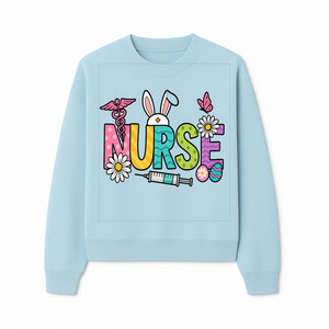 Easter Nurse T-Shirt Design with Cute Bunny Ears, Flowers, and Syringe - Perfect Gift for Healthcare Workers - Sweatshirt 1757671945595.jpg