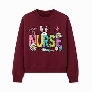 Easter Nurse T-Shirt Design with Cute Bunny Ears, Flowers, and Syringe - Perfect Gift for Healthcare Workers - Sweatshirt 1757671945857.jpg