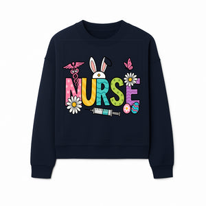 Easter Nurse T-Shirt Design with Cute Bunny Ears, Flowers, and Syringe - Perfect Gift for Healthcare Workers - Sweatshirt 1757671945977.jpg