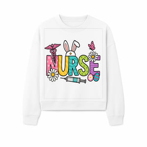 Easter Nurse T-Shirt Design with Cute Bunny Ears, Flowers, and Syringe - Perfect Gift for Healthcare Workers - Sweatshirt 1757671946426.jpg