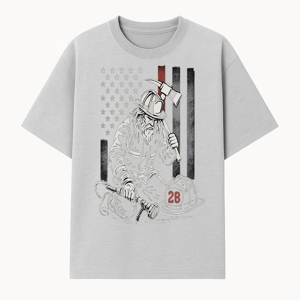Firefighter Tribute Art Print | American Flag | Retro Fireman Design | First Responder Memorial | Firefighter Memorial Gift - T-shirt 1757912421487.jpg
