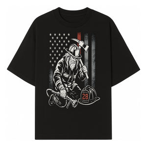 Firefighter Tribute Art Print | American Flag | Retro Fireman Design | First Responder Memorial | Firefighter Memorial Gift - T-shirt 1757912421646.jpg