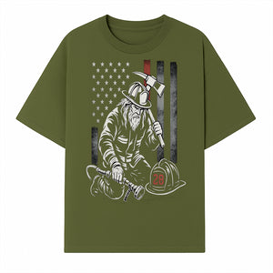 Firefighter Tribute Art Print | American Flag | Retro Fireman Design | First Responder Memorial | Firefighter Memorial Gift - T-shirt 1757912421972.jpg