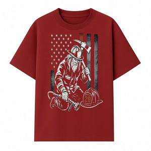 Firefighter Tribute Art Print | American Flag | Retro Fireman Design | First Responder Memorial | Firefighter Memorial Gift - T-shirt 1757912422617.jpg