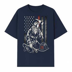 Firefighter Tribute Art Print | American Flag | Retro Fireman Design | First Responder Memorial | Firefighter Memorial Gift - T-shirt 1757912422756.jpg