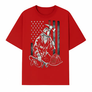 Firefighter Tribute Art Print | American Flag | Retro Fireman Design | First Responder Memorial | Firefighter Memorial Gift - T-shirt 1757912422898.jpg