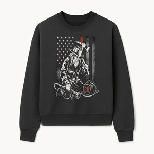 Firefighter Tribute Art Print | American Flag | Retro Fireman Design | First Responder Memorial | Firefighter Memorial Gift - Sweatshirt 1757912425012.jpg