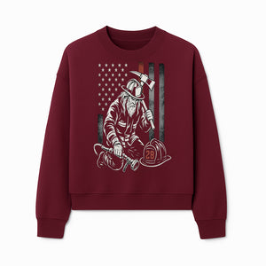 Firefighter Tribute Art Print | American Flag | Retro Fireman Design | First Responder Memorial | Firefighter Memorial Gift - Sweatshirt 1757912425792.jpg