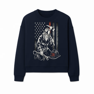 Firefighter Tribute Art Print | American Flag | Retro Fireman Design | First Responder Memorial | Firefighter Memorial Gift - Sweatshirt 1757912425970.jpg