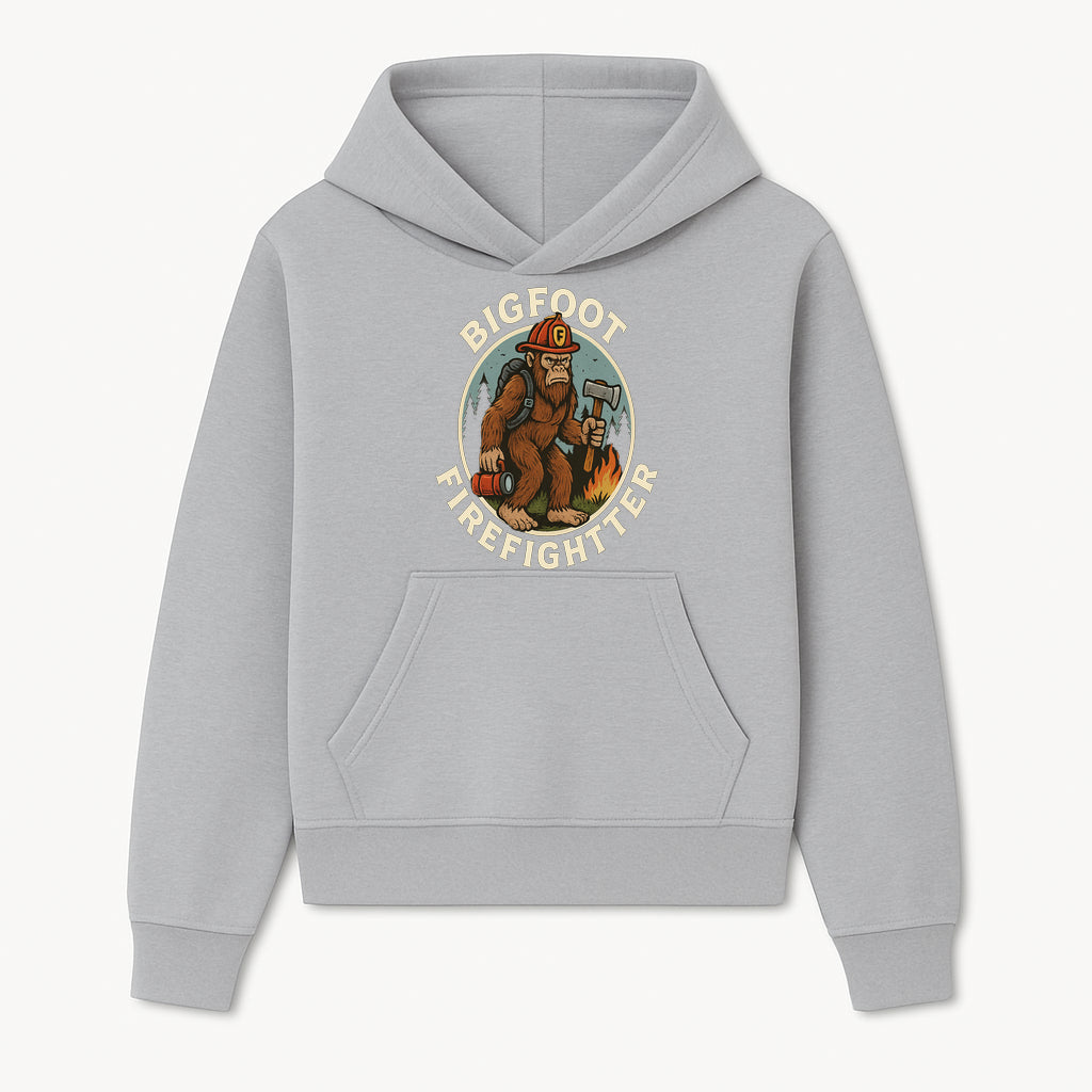 Bigfoot Firefighter T-Shirt | Funny Sasquatch Graphic Tee | Fireman Bigfoot Design | Unique Gift for Firefighters and Nature Lovers - Hoodie 1757912426970.jpg