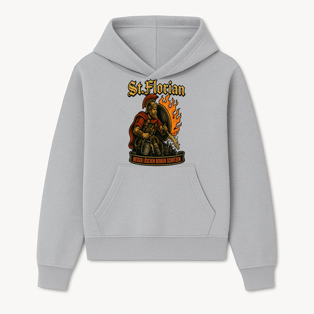 St. Florian Firefighter Art Print - Vintage Retro Firefighter Design with Flame and Shield - Inspirational Home Decor - Hoodie 1757912427422.jpg