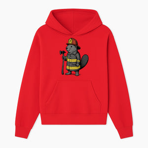 Funny Beaver Firefighter Graphic Tee | Cute Animal Fireman T-Shirt | Kids & Adults | Perfect Gift for Firefighters & Animal Lovers - Hoodie 1757912427890.jpg