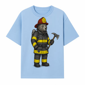 Firefighter Bear Illustration, Cute Cartoon Bear in Firefighting Gear with Axe, Animal-Themed Home Decor, Unique Gift Idea - T-shirt 1757912428462.jpg